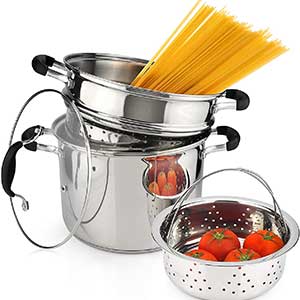 AVACRAFT Stainless Steel Pasta Pot With Strainer Insert